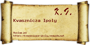 Kvasznicza Ipoly névjegykártya